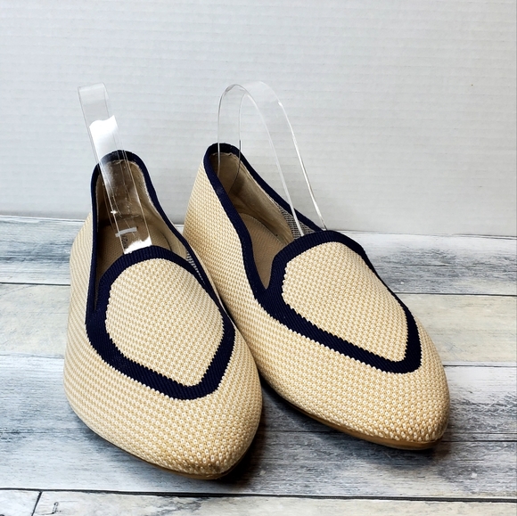 Birdies Shoes Birdies The Blackbird In Eggshell Navy Blue Washable